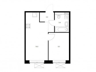 Однокомнатная квартира 32.4 м²